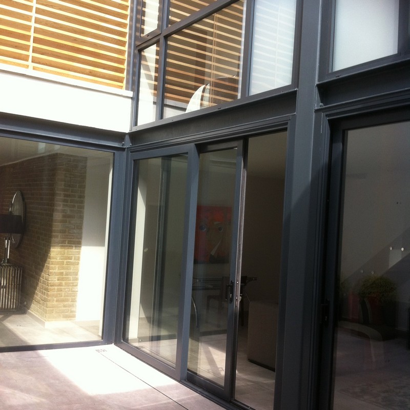 Anthracite aluminium sliding patio doors fitted in Thame